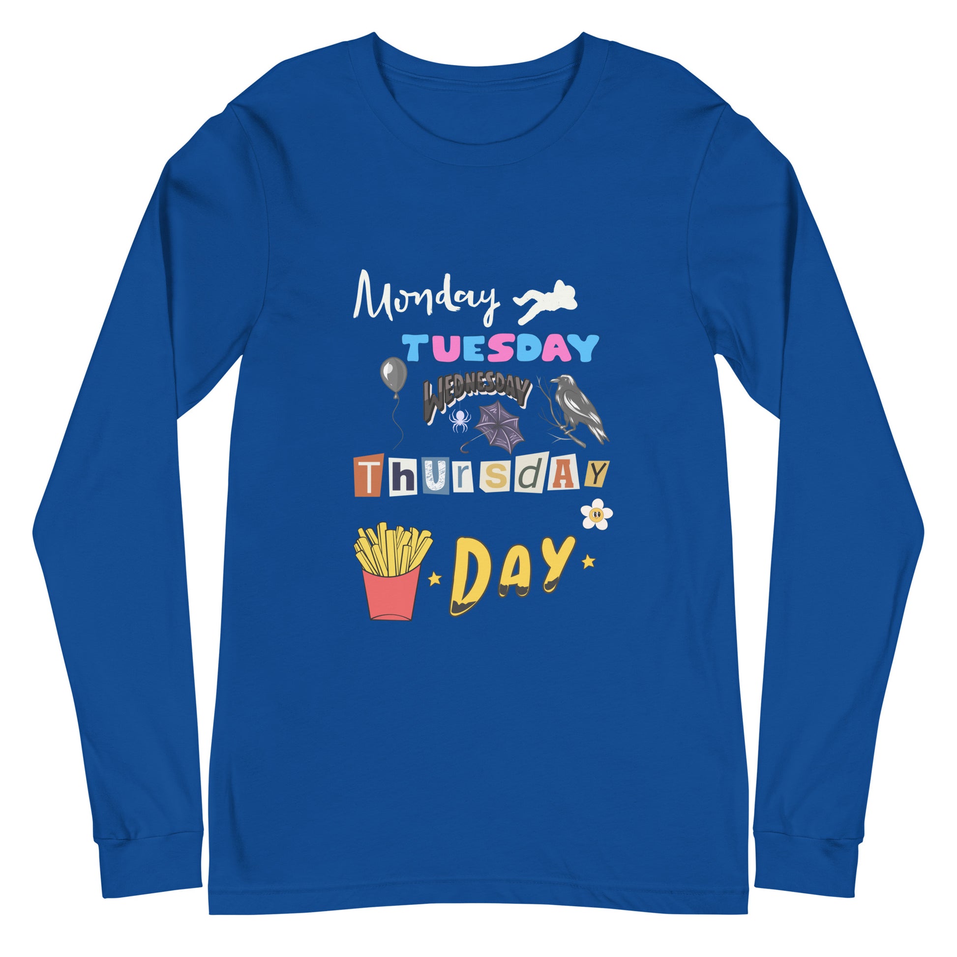 Days of The Week Long Sleeve Tee-long sleeve shirt-True Royal-XS-mysticalcherry