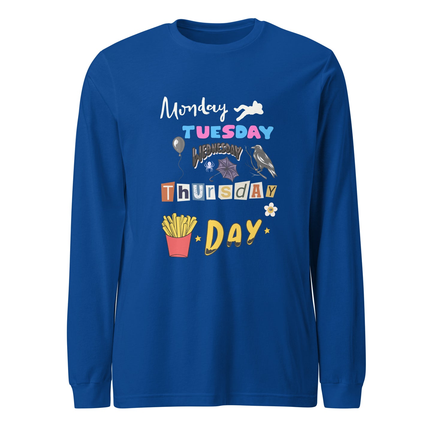 Days of The Week Long Sleeve Tee-long sleeve shirt-True Royal-XS-mysticalcherry