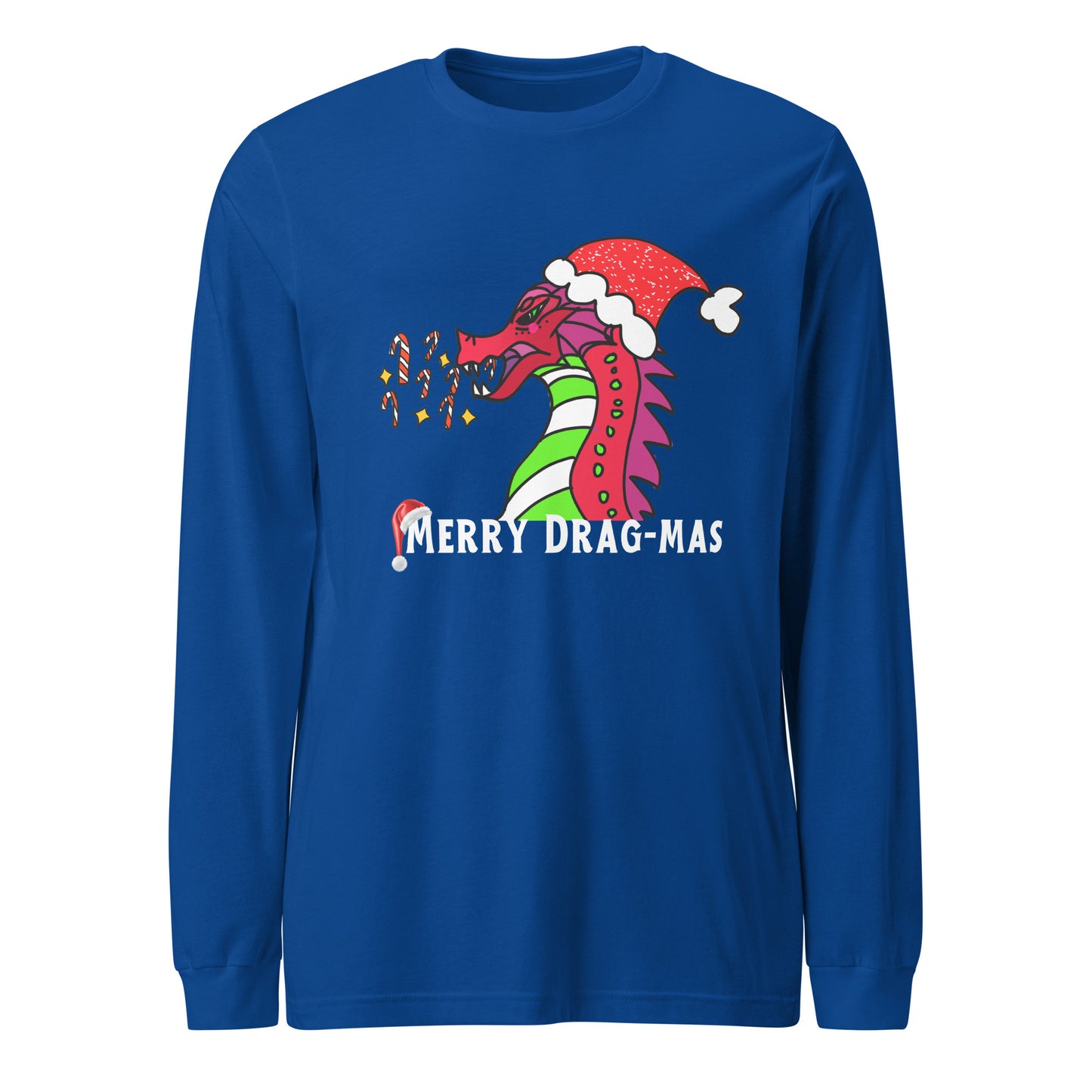 Merry Drag-mas Long Sleeve Tee-long sleeve shirt-True Royal-XS-mysticalcherry