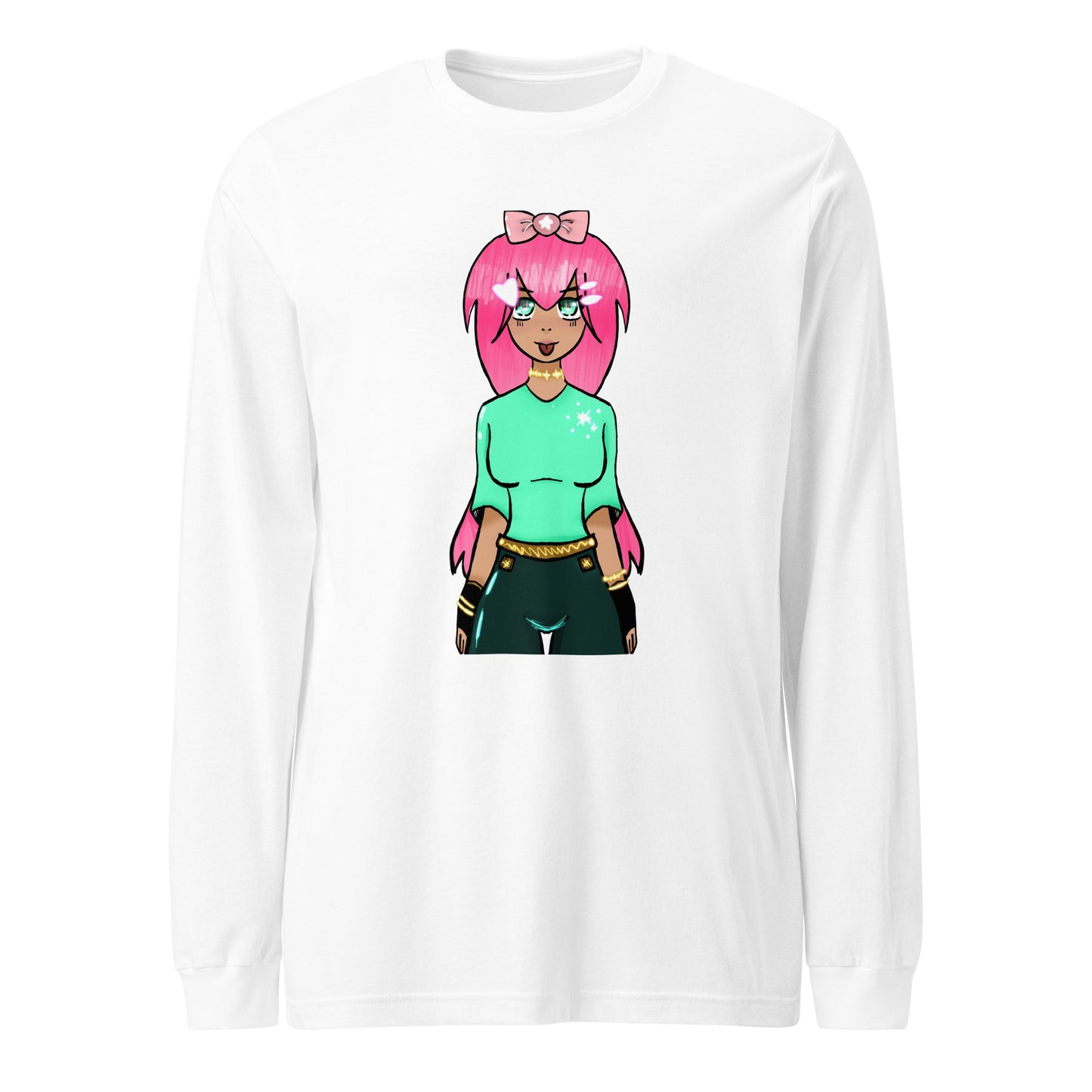 Bubble Gum Girl Long Sleeve Tee-Wearable art t-shirt-White-XS-mysticalcherry