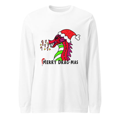 Merry Drag-mas Long Sleeve Tee-long sleeve shirt-White-XS-mysticalcherry