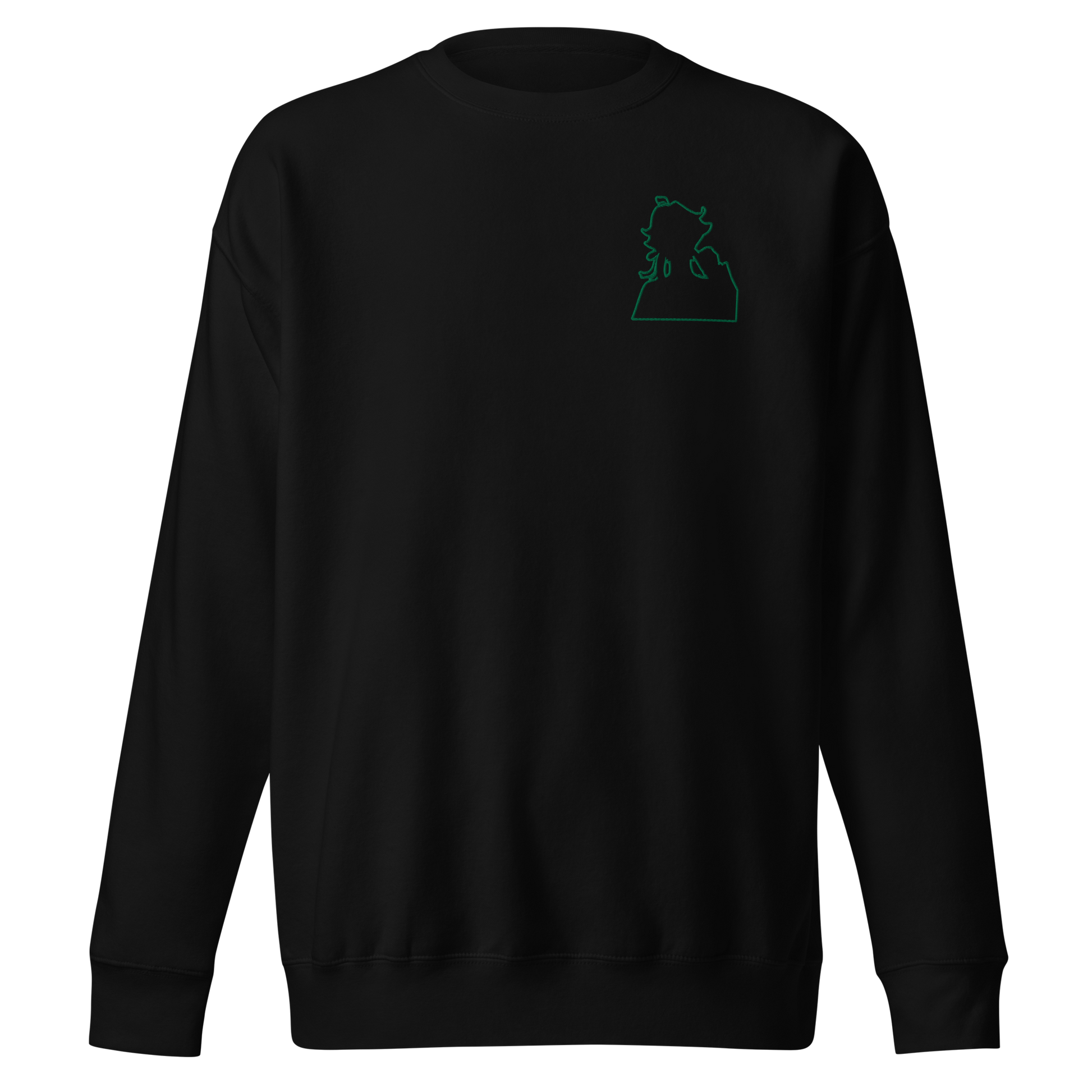 Green Flame Dako Embroidered Premium Crewneck Sweatshirt-clothes- sweater-mysticalcherry