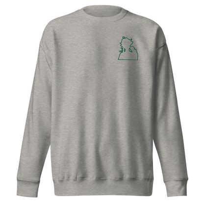 Green Flame Dako Embroidered Premium Crewneck Sweatshirt-clothes- sweater-Carbon Grey-S-mysticalcherry