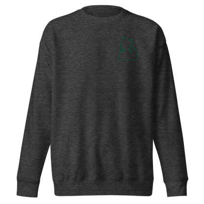 Green Flame Dako Embroidered Premium Crewneck Sweatshirt-clothes- sweater-Charcoal Heather-S-mysticalcherry