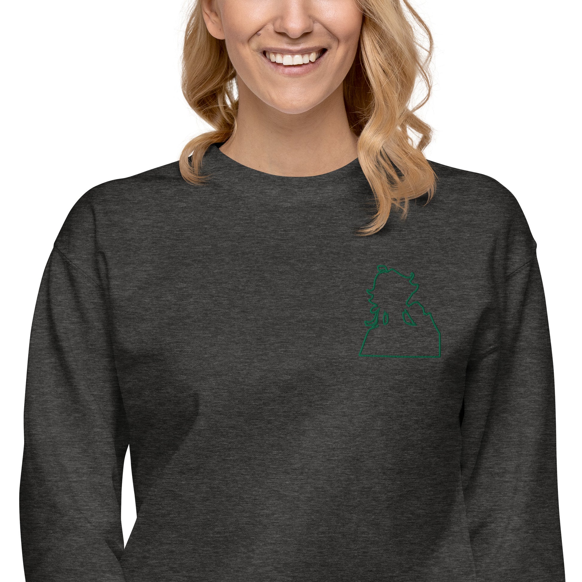 Green Flame Dako Embroidered Premium Crewneck Sweatshirt-clothes- sweater-mysticalcherry