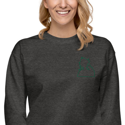 Green Flame Dako Embroidered Premium Crewneck Sweatshirt-clothes- sweater-mysticalcherry