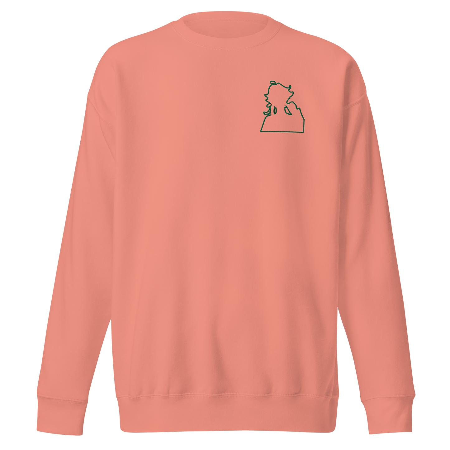 Green Flame Dako Embroidered Premium Crewneck Sweatshirt-clothes- sweater-Dusty Rose-S-mysticalcherry