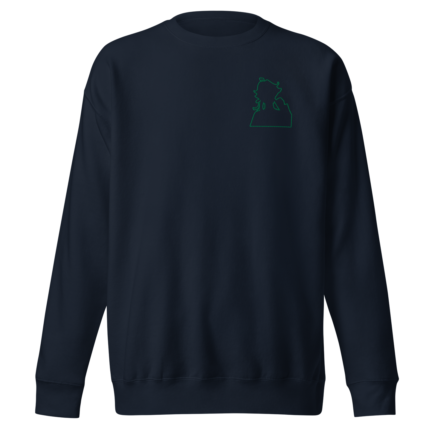 Green Flame Dako Embroidered Premium Crewneck Sweatshirt-clothes- sweater-Navy Blazer-S-mysticalcherry