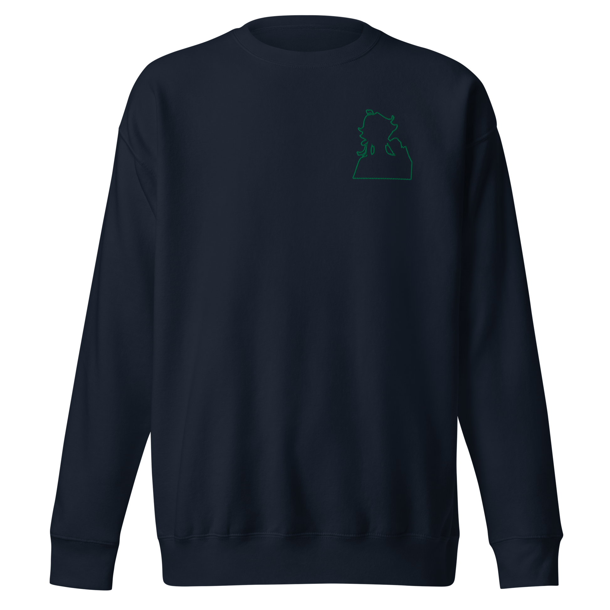 Green Flame Dako Embroidered Premium Crewneck Sweatshirt-clothes- sweater-Navy Blazer-S-mysticalcherry