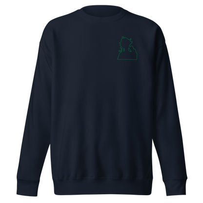 Green Flame Dako Embroidered Premium Crewneck Sweatshirt-clothes- sweater-Navy Blazer-S-mysticalcherry