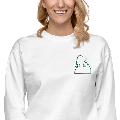 Green Flame Dako Embroidered Premium Crewneck Sweatshirt-clothes- sweater-mysticalcherry