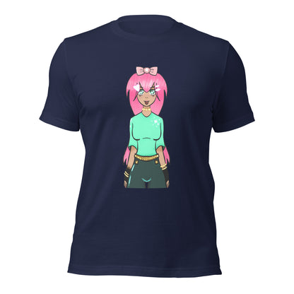 Bubble Gum Girl Tee-Wearable art t-shirt-Navy-XS-mysticalcherry