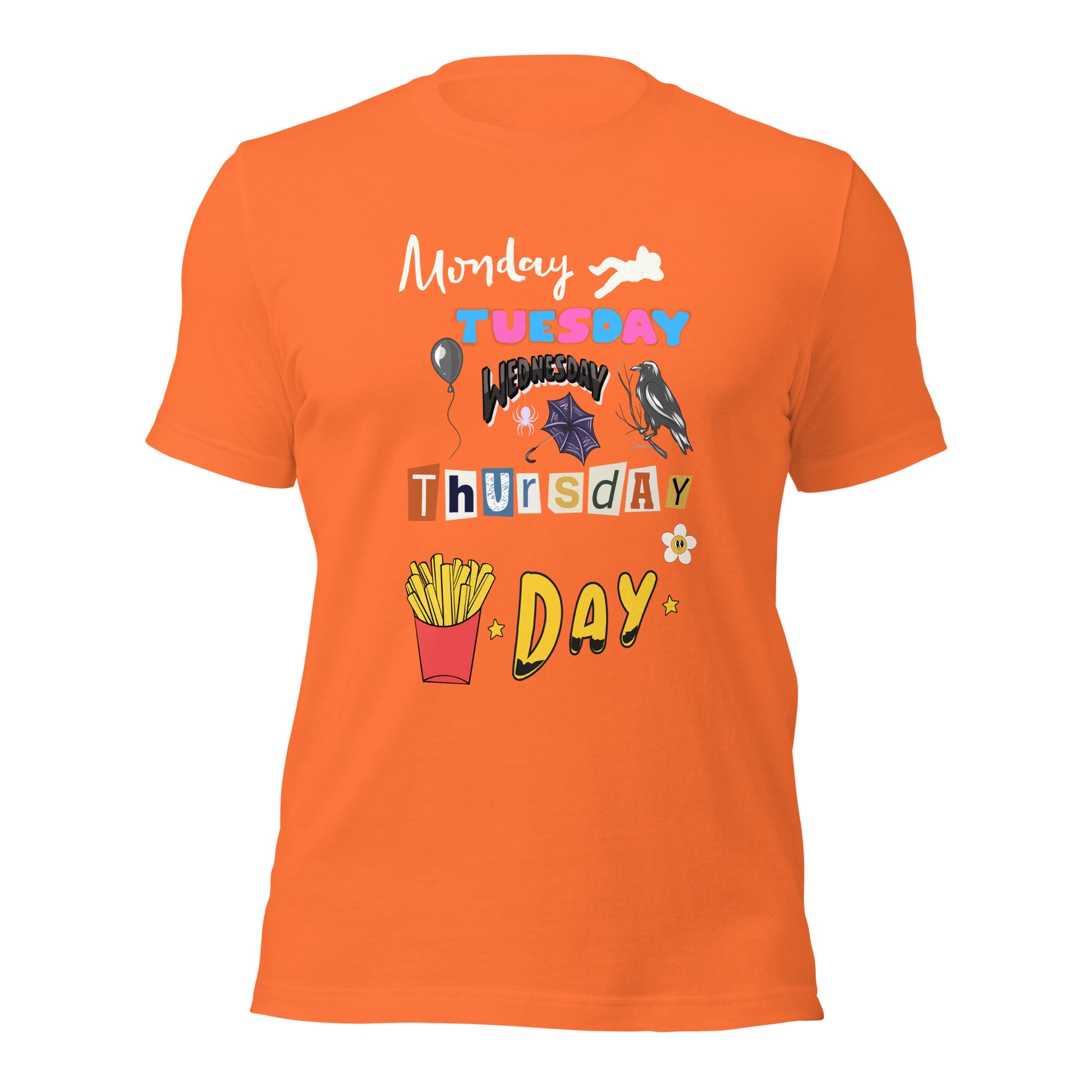 Days of The Week Long Sleeve Tee-T-Shirt-Orange-XS-mysticalcherry