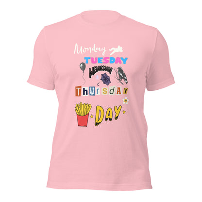 Days of The Week Long Sleeve Tee-T-Shirt-Pink-S-mysticalcherry