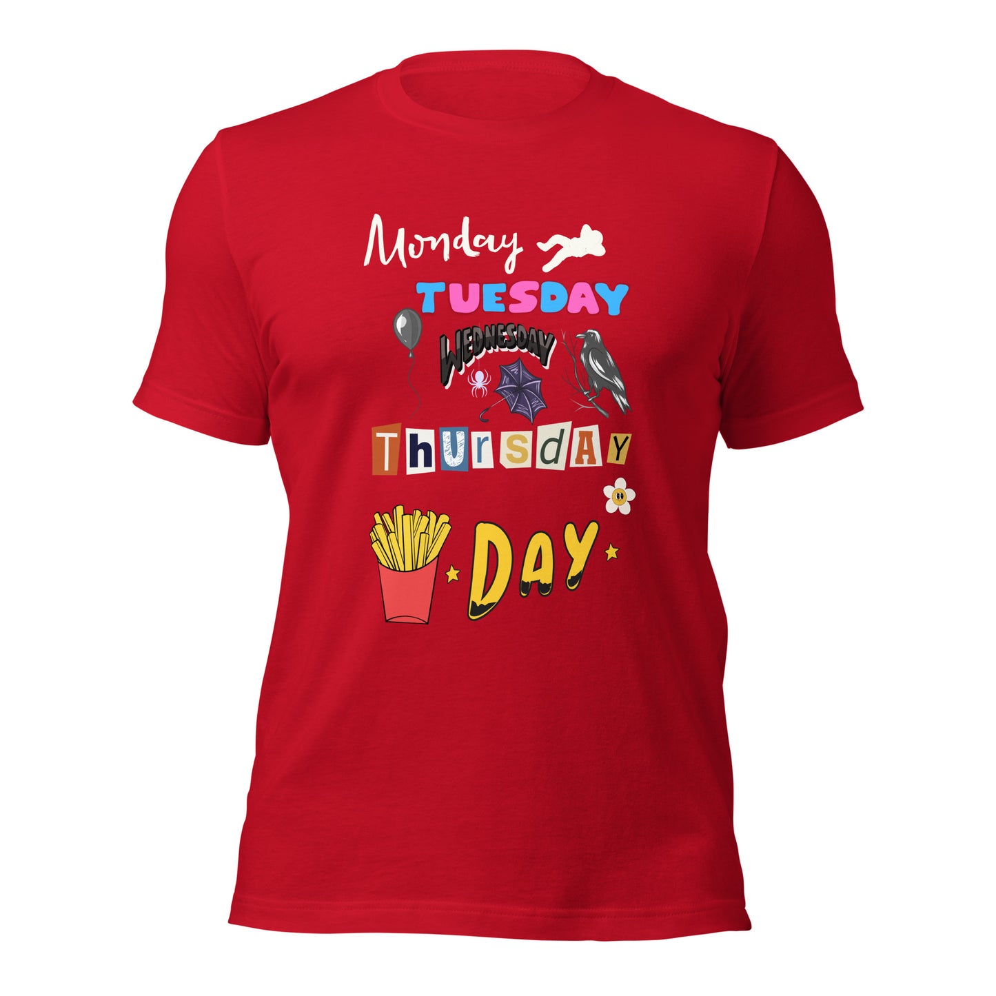 Days of The Week Long Sleeve Tee-T-Shirt-Red-XS-mysticalcherry