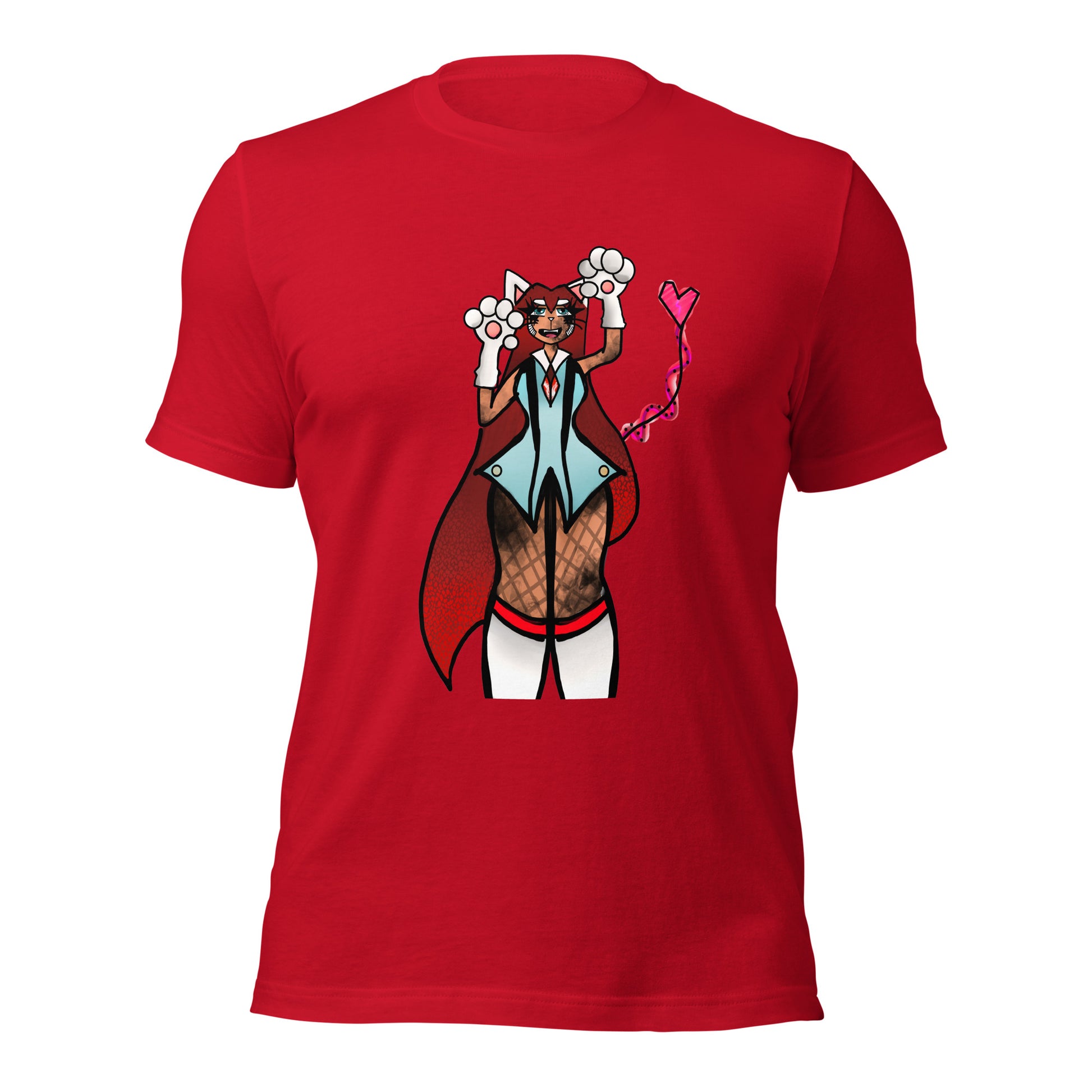 Lizbeth Niko Cat Lady T-shirt-Wearable art t-shirt-Red-XS-mysticalcherry