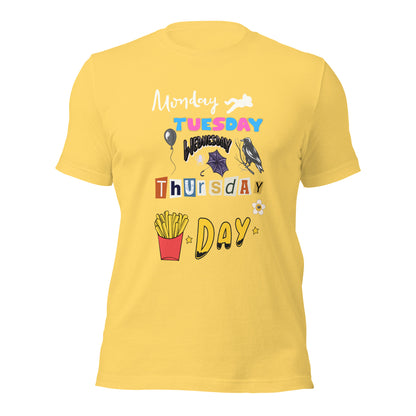 Days of The Week Long Sleeve Tee-T-Shirt-Yellow-S-mysticalcherry